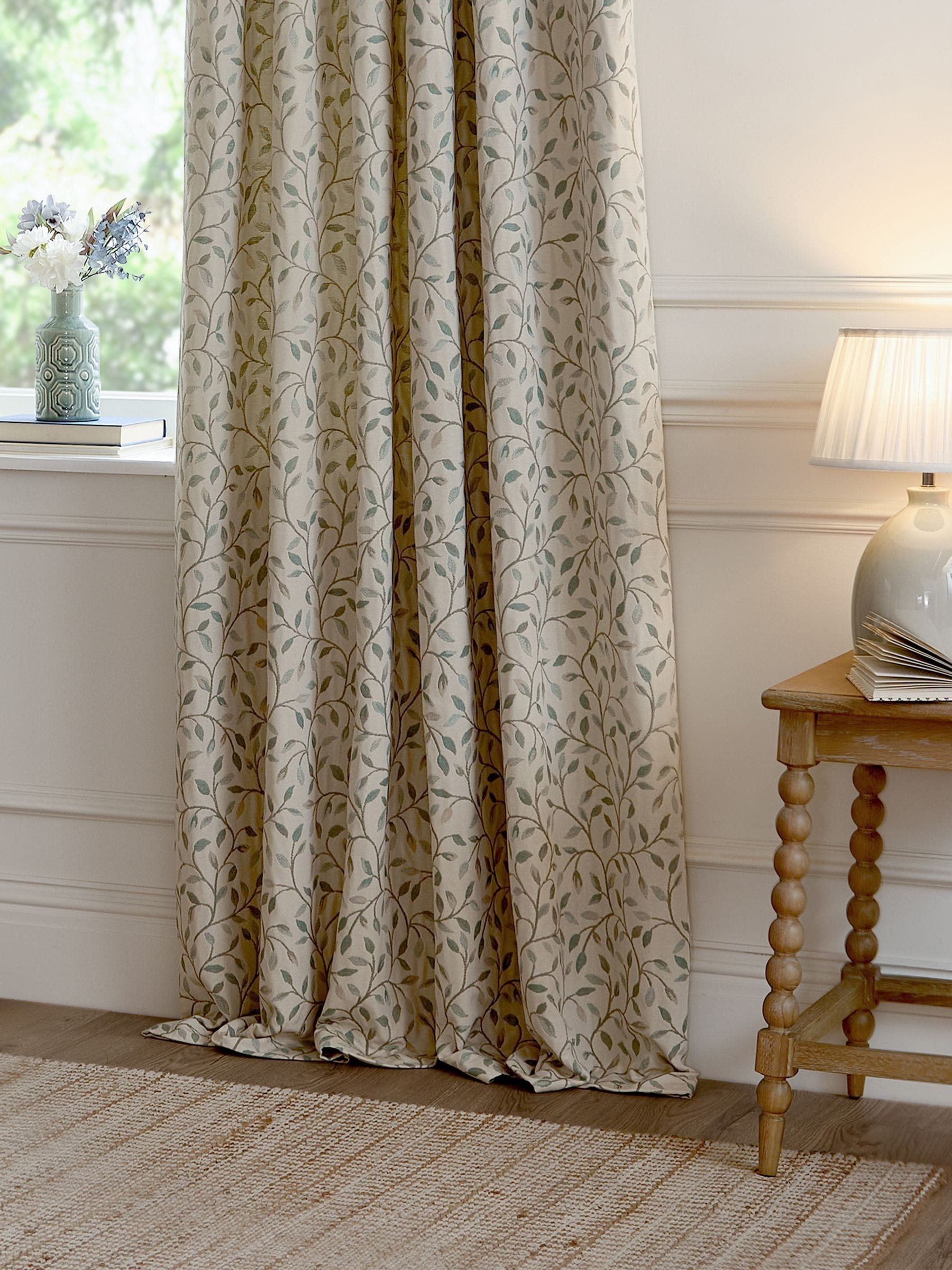 Voyage Maison Blue Cervino floral jacquard curtains 229x183cm, imported from the UK