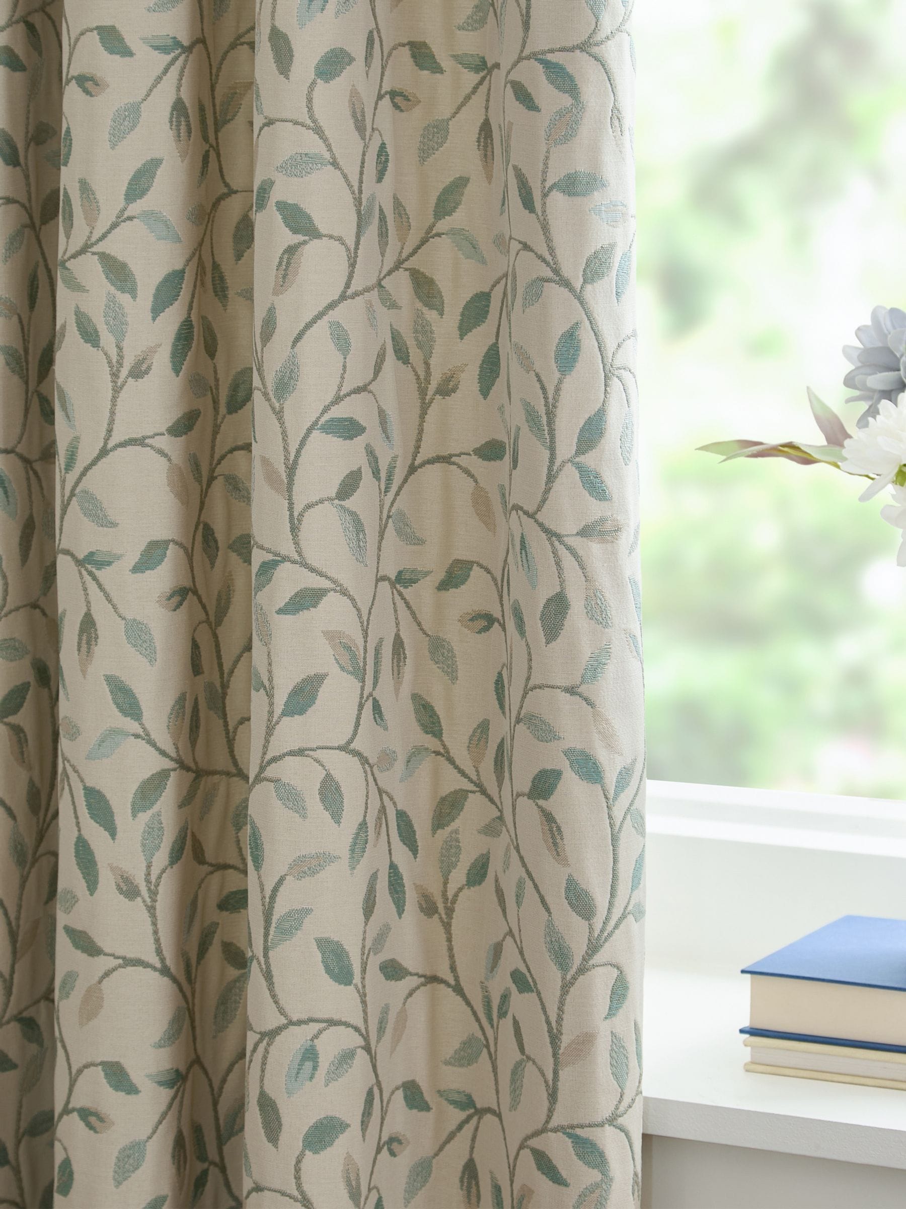 Voyage Maison Blue Cervino floral jacquard curtains 229x183cm, imported from the UK