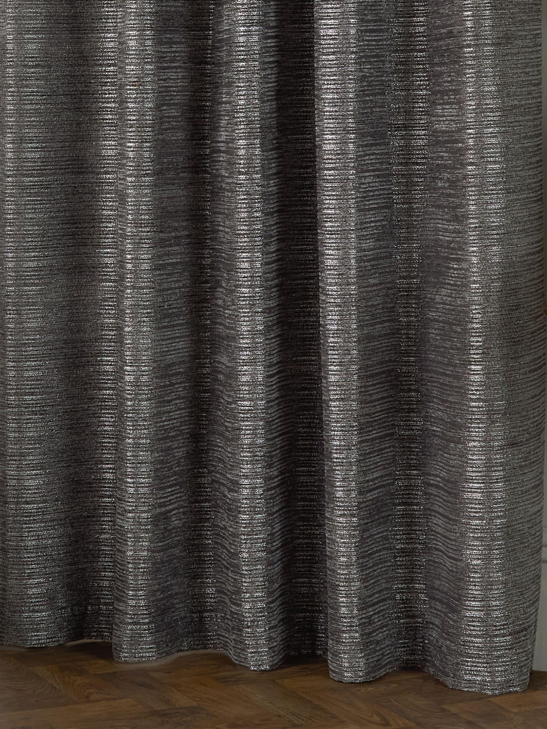 Paoletti grey Jupiter chenille jacquard eyelet curtains, imported from the UK