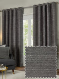 Paoletti grey Jupiter chenille jacquard eyelet curtains, imported from the UK