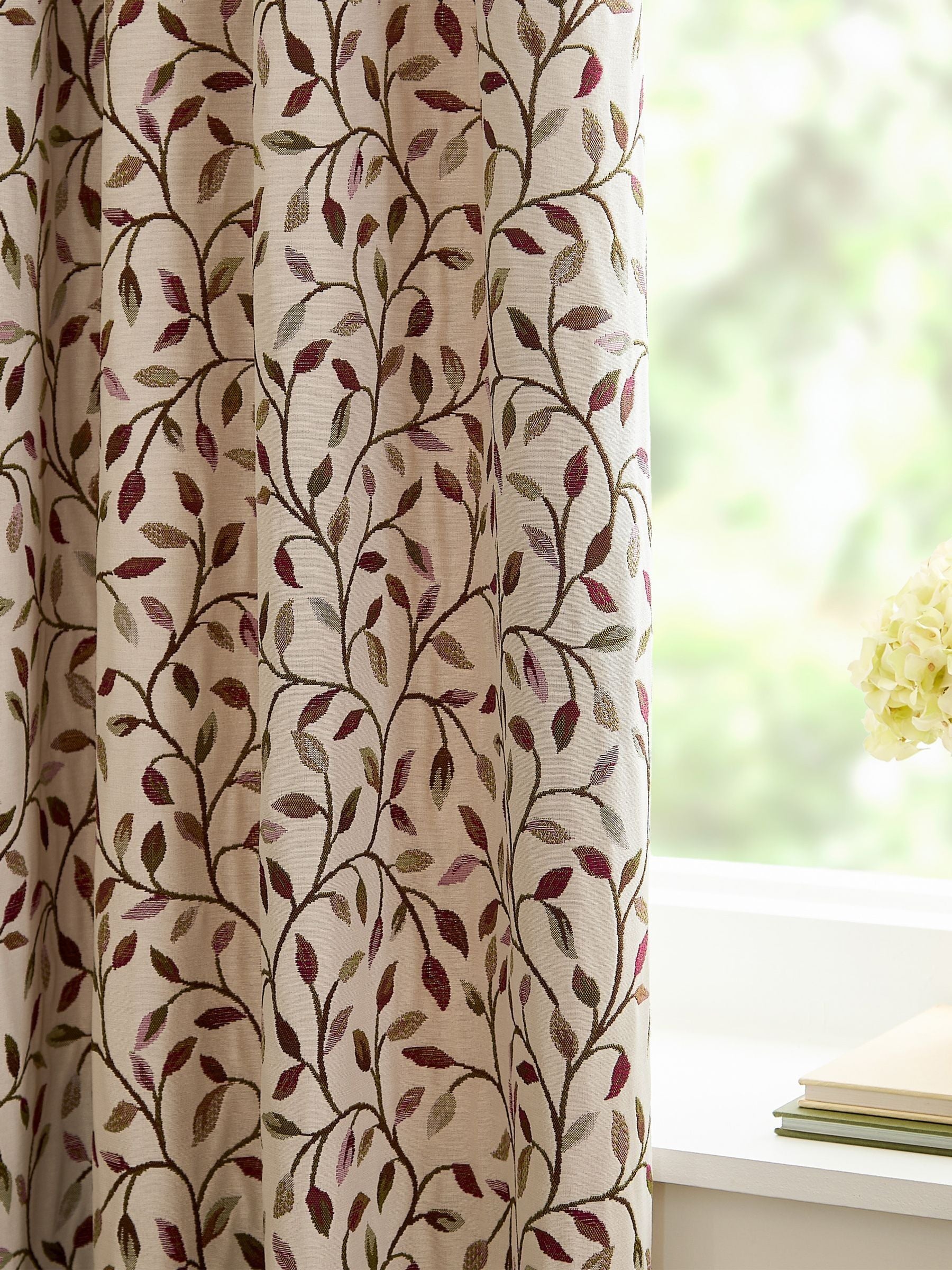 Voyage Maison purple jacquard pencil pleat curtains, imported from the UK
