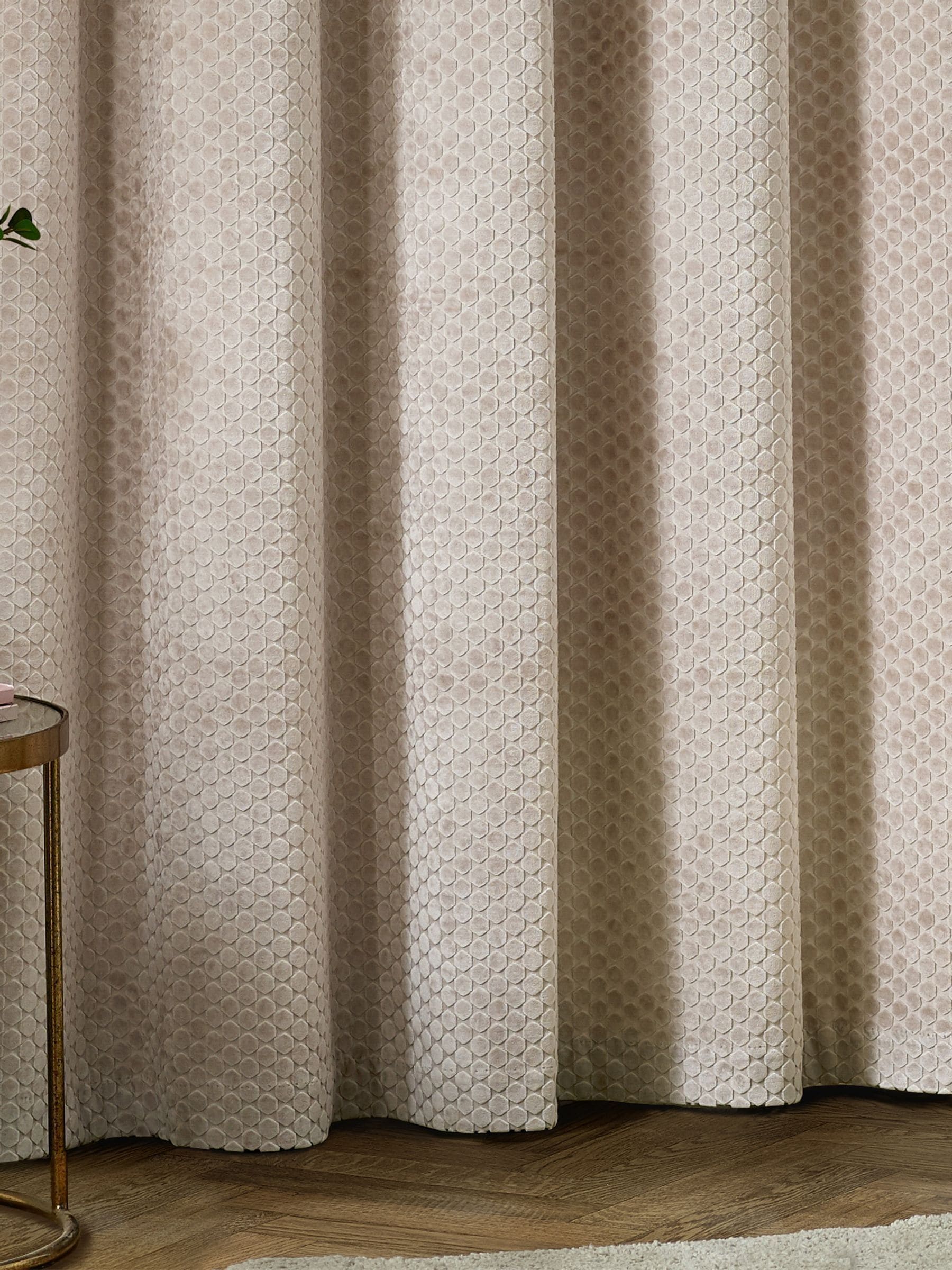 Paoletti champagne Neptune velvet eyelet curtains - British brand
