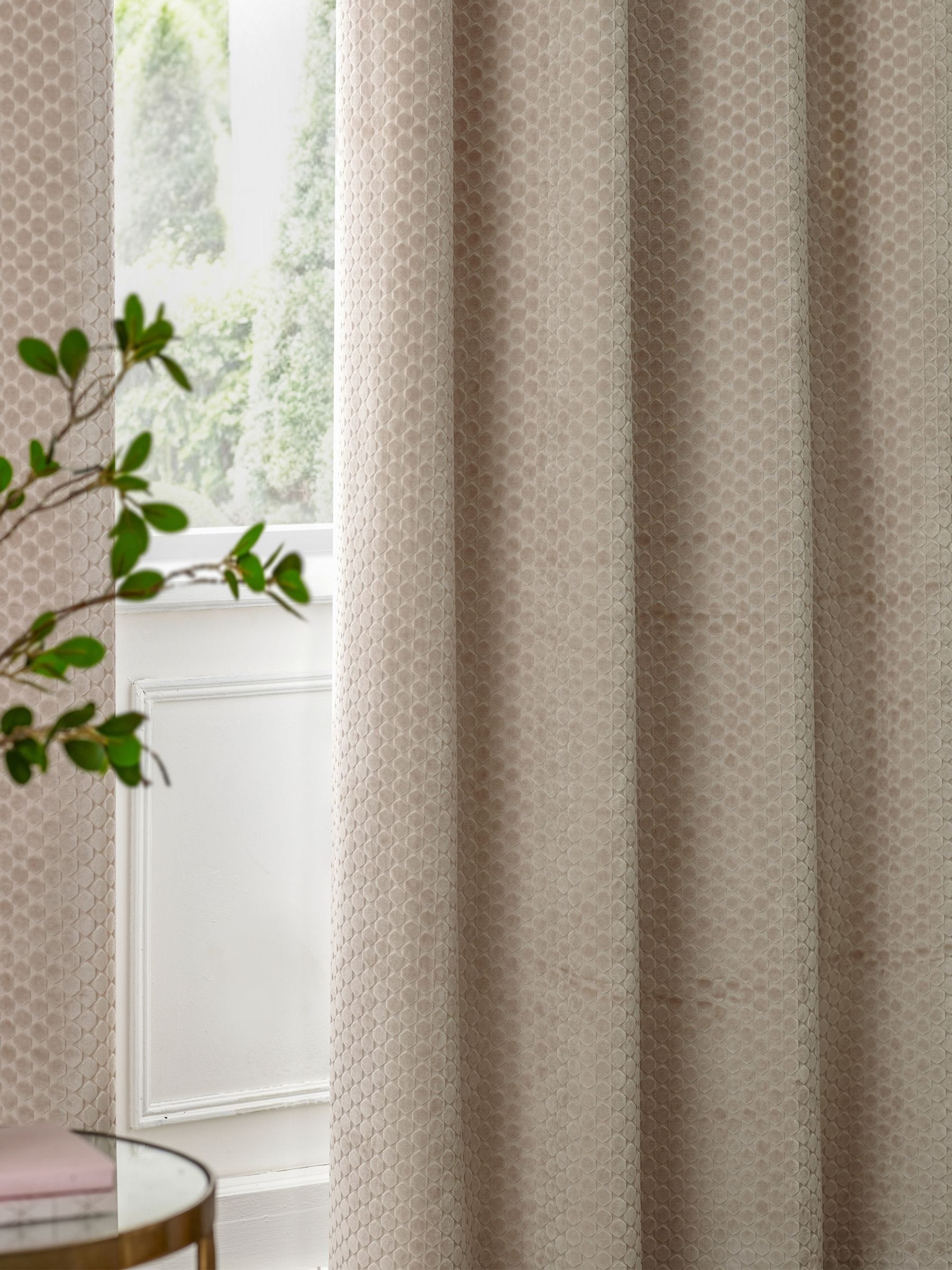 Paoletti champagne Neptune velvet eyelet curtains - British brand