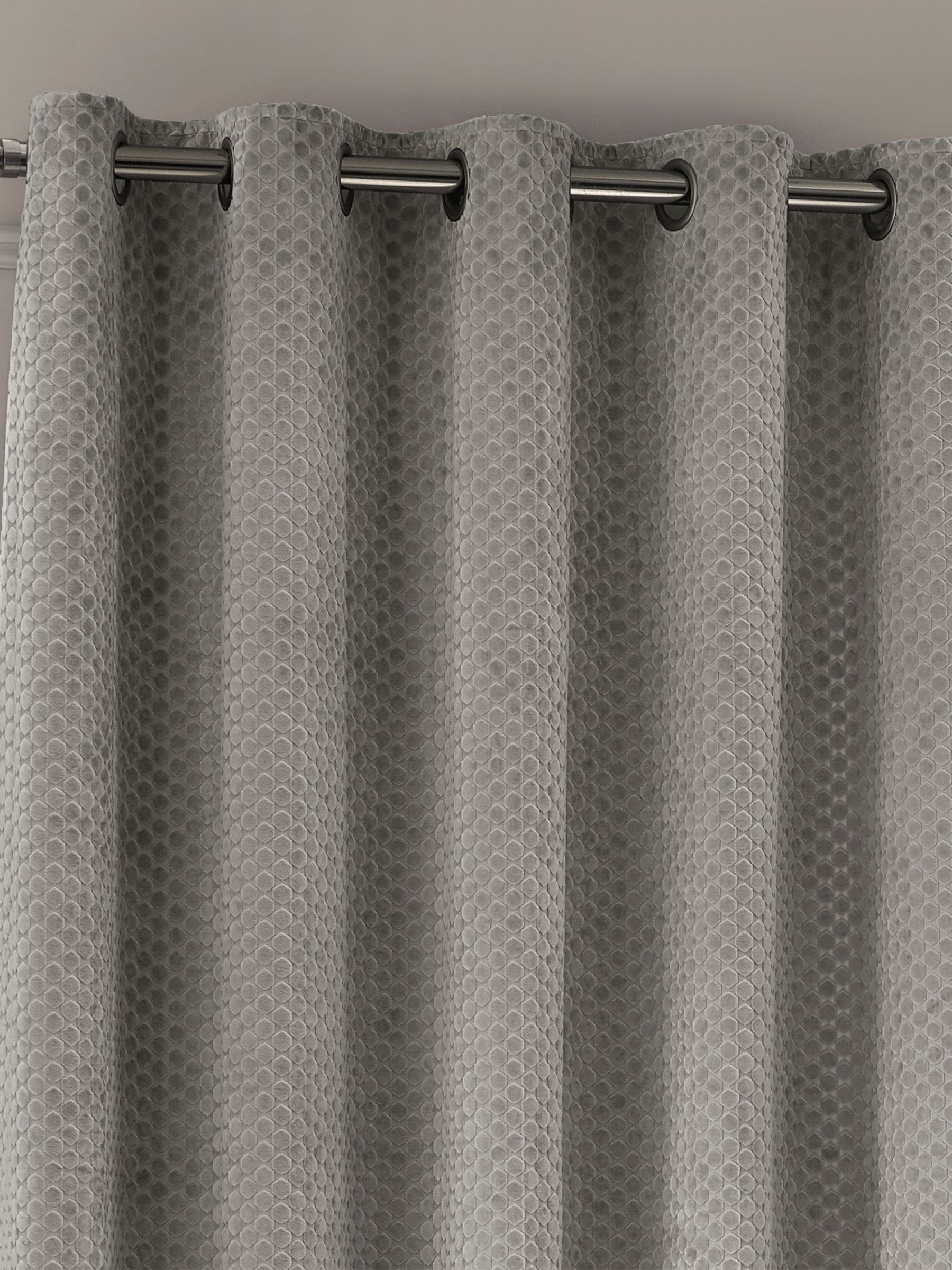 Paoletti Silver Neptune Fully Lined Velvet Eyelet Curtains