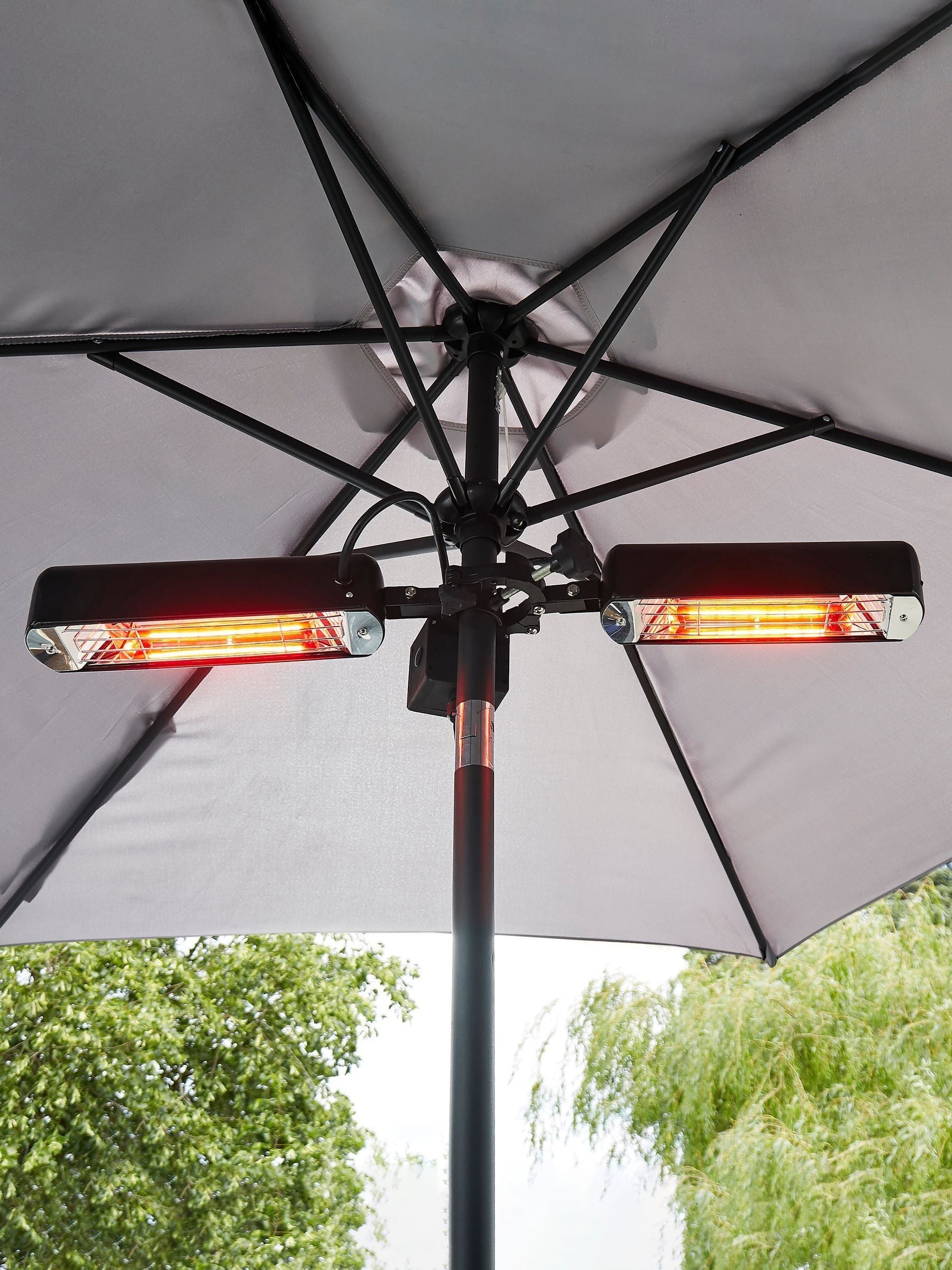 BHS black 2x800W aluminium parasol heater (British brand)