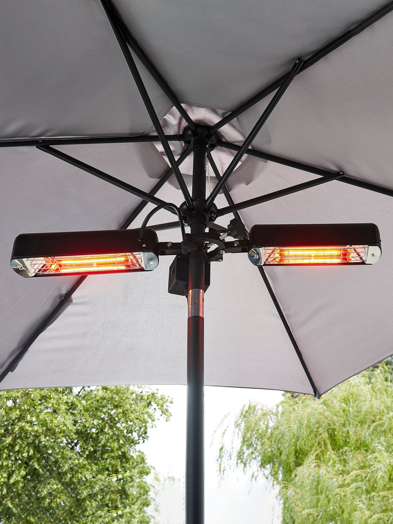 BHS black 2x800W aluminium parasol heater (British brand)