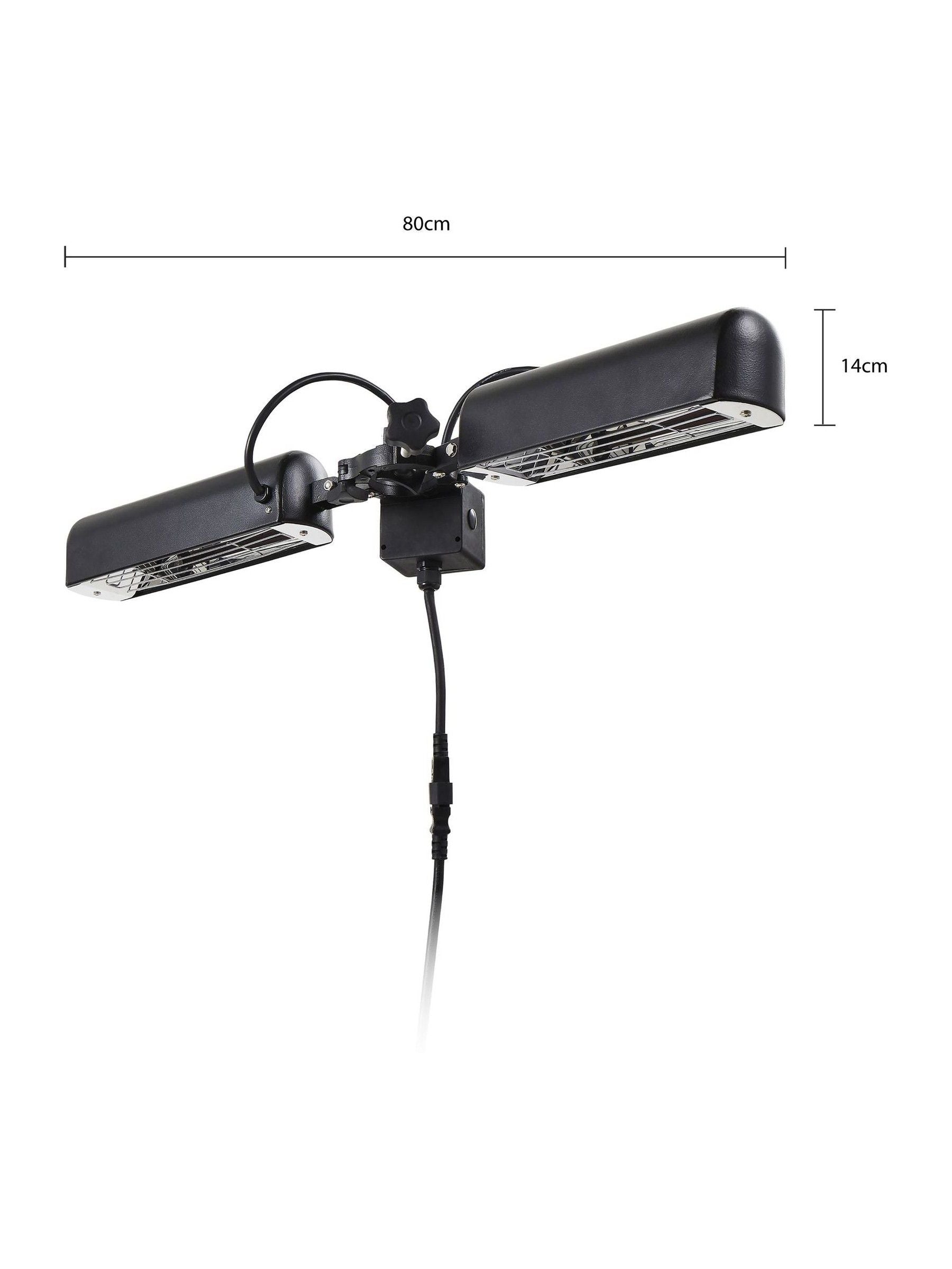 BHS black 2x800W aluminium parasol heater (British brand)