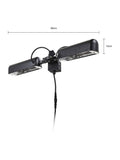 BHS black 2x800W aluminium parasol heater (British brand)