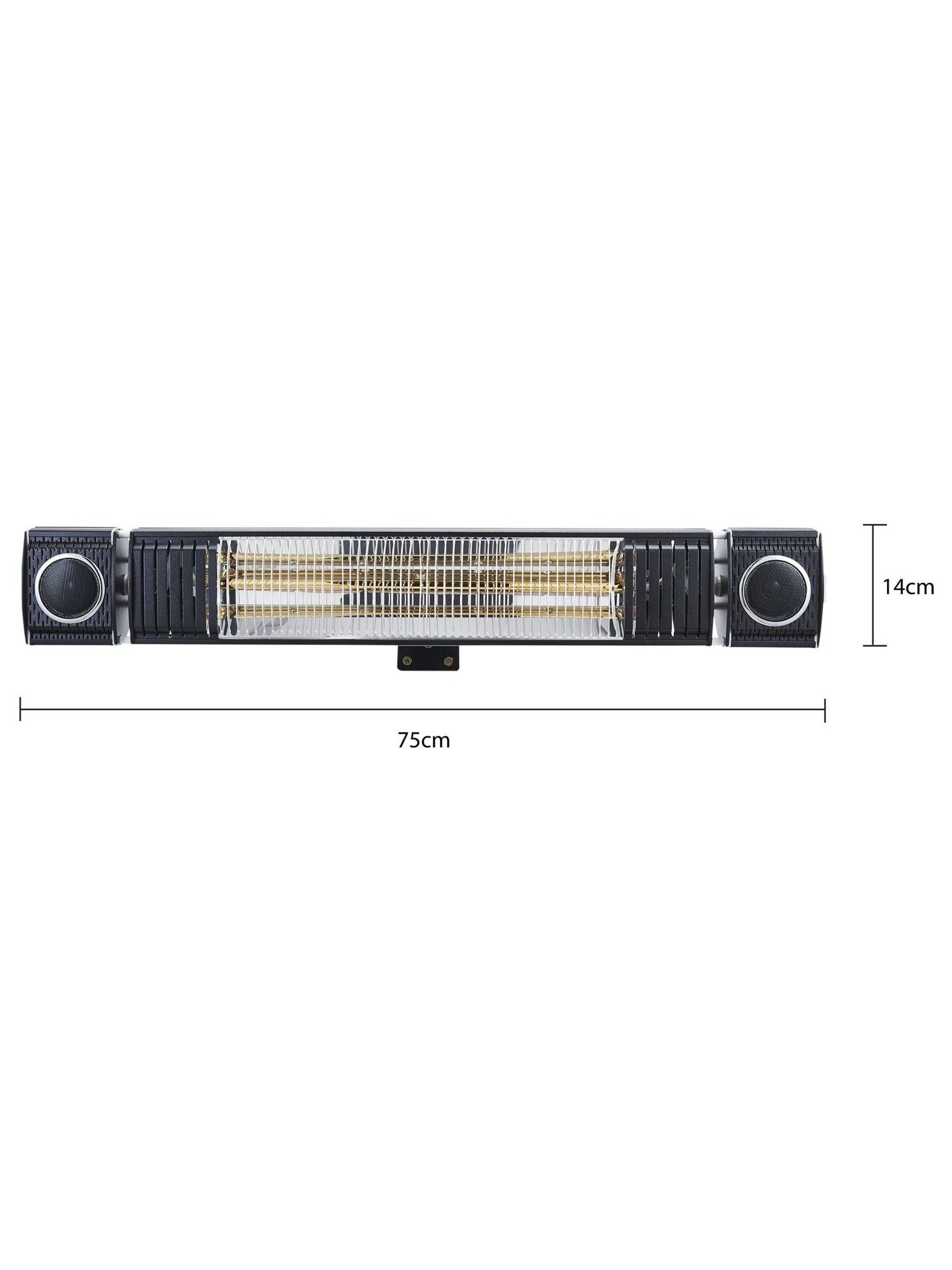BHS black 2kW wall heater with wireless speaker, UK version