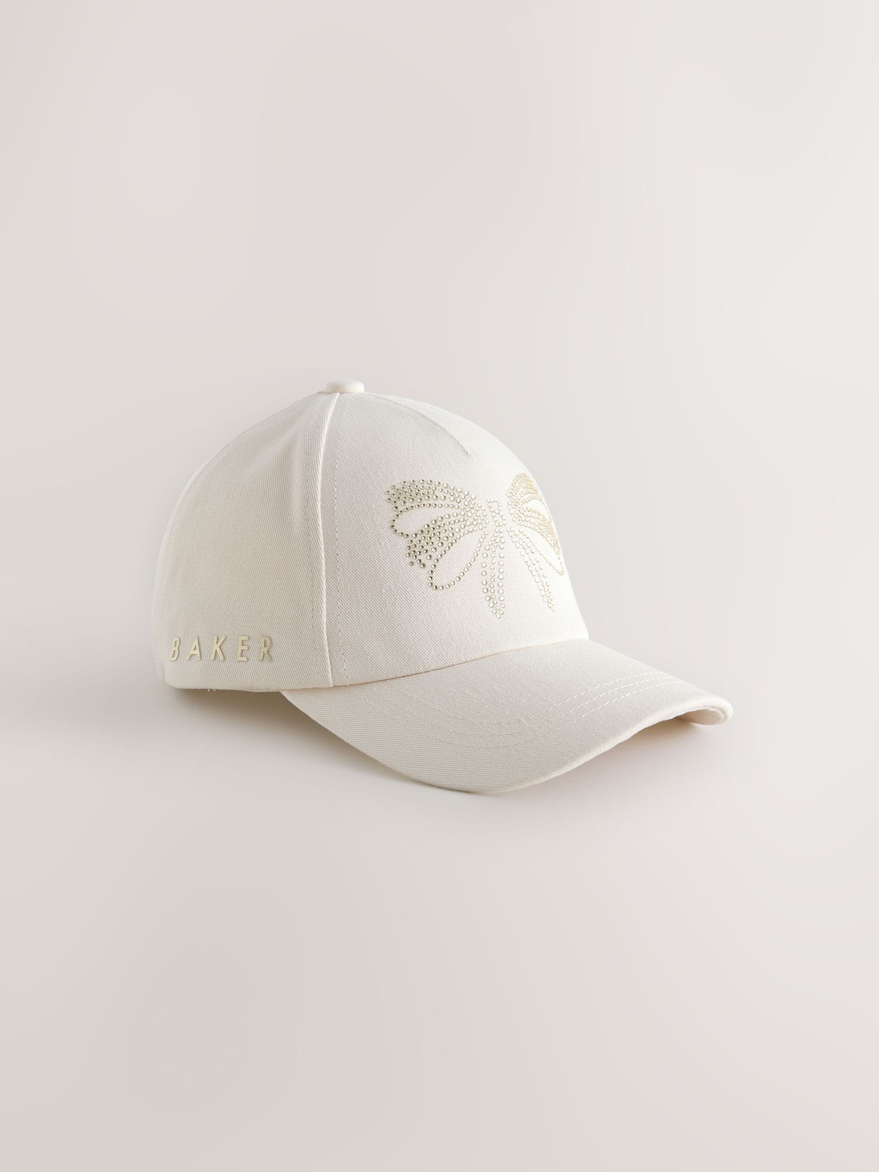 Baker by Ted Baker white floral cap with diamante bow, UK version