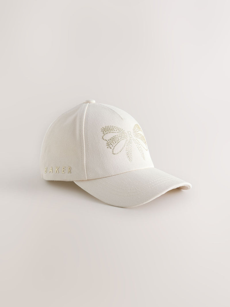 Baker by Ted Baker white floral cap with diamante bow, UK version