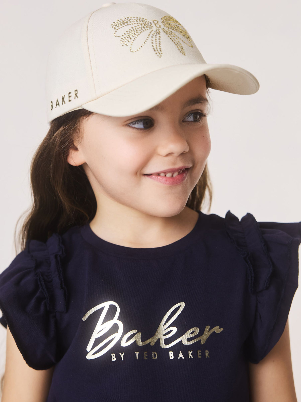 Baker by Ted Baker white floral cap with diamante bow, UK version