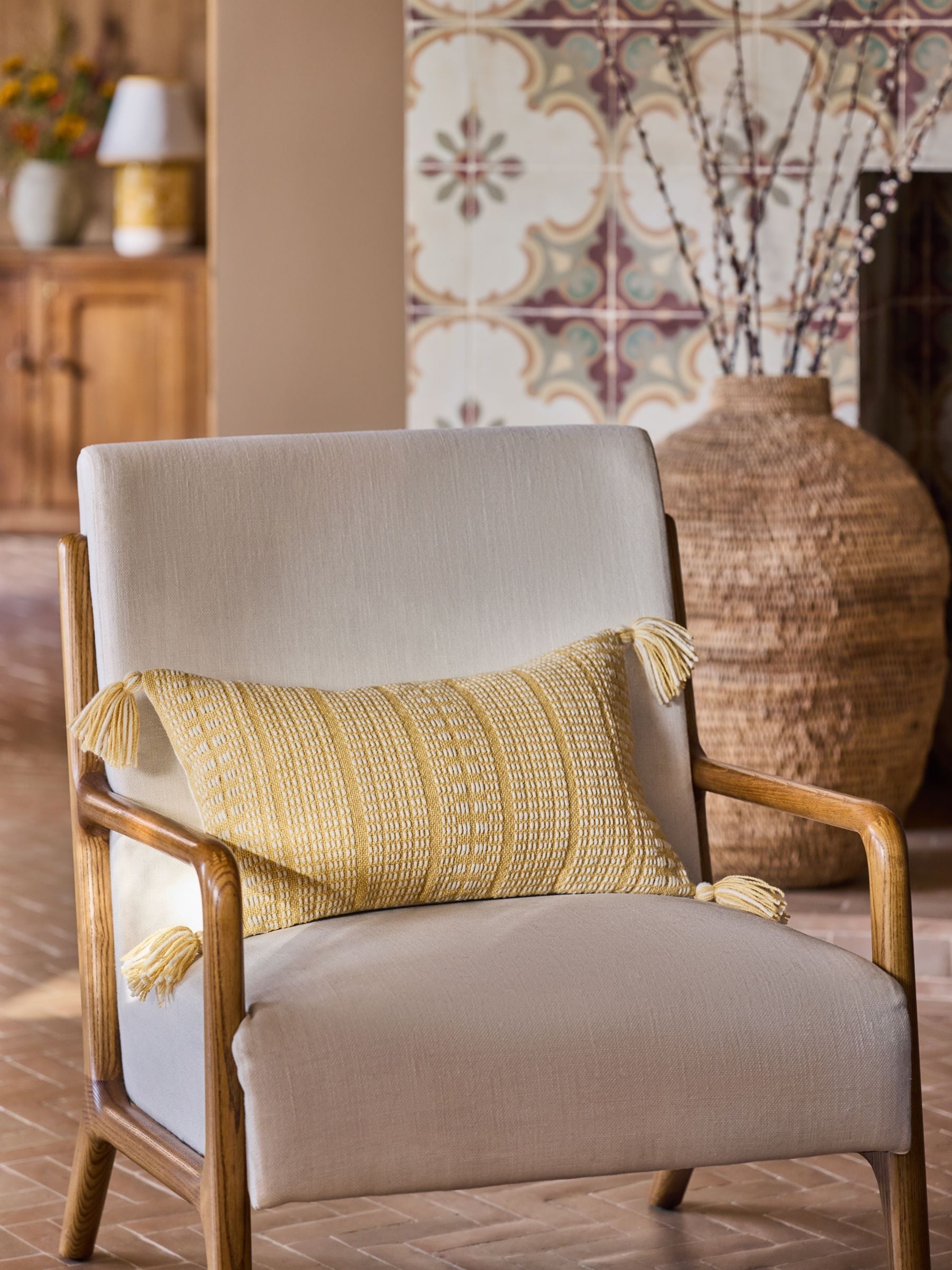 FatFace woven cushion ochre 30x50cm - British product