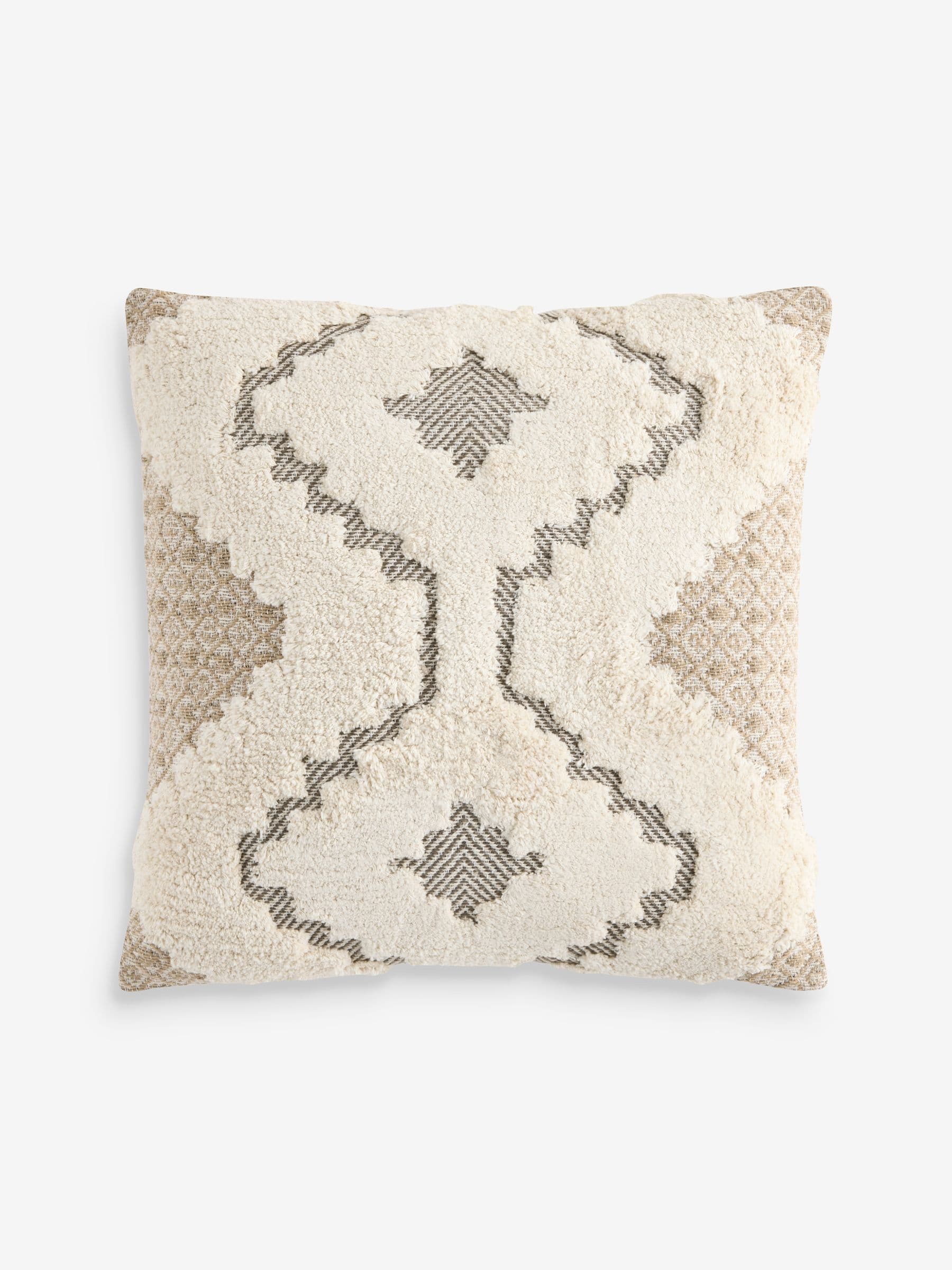 FatFace Natural Geo Diamond Cotton Tufted cushion 50cm, imported from the UK