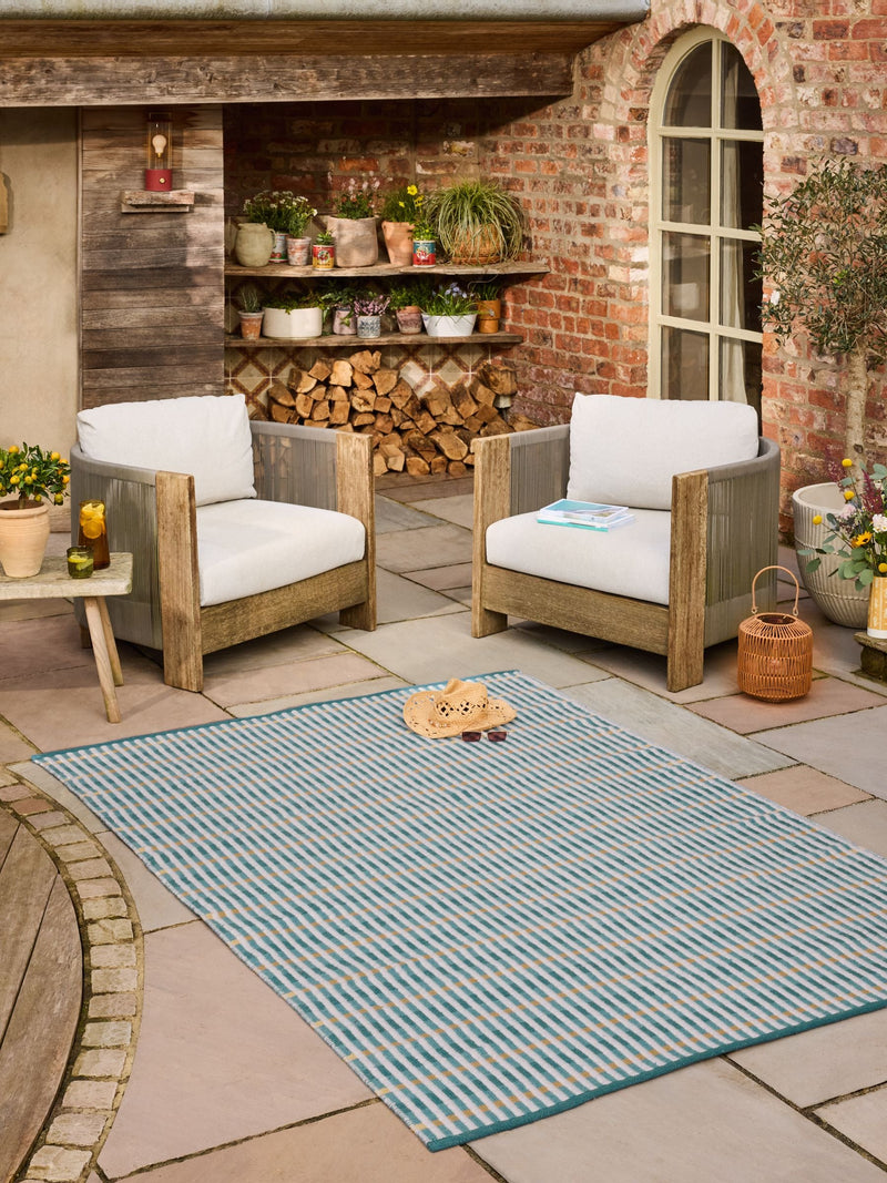 FatFace blue indoor outdoor flatweave rug - British product