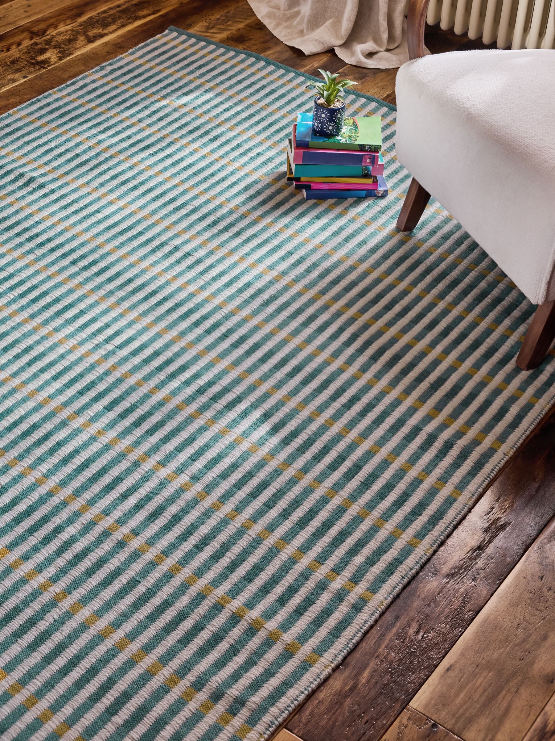 FatFace blue indoor outdoor flatweave rug - British product