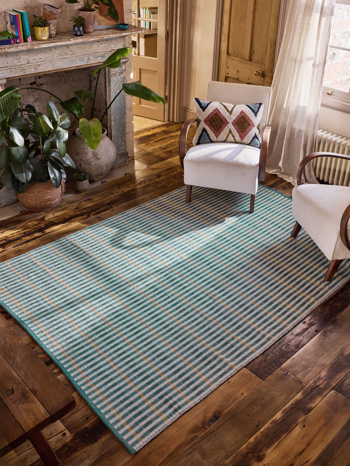 FatFace blue indoor outdoor flatweave rug - British product