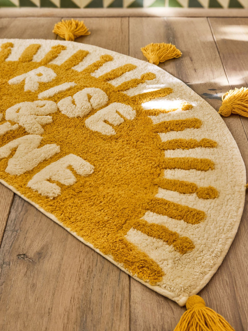 FatFace yellow sunshine slogan bath mat 40x80cm - British product