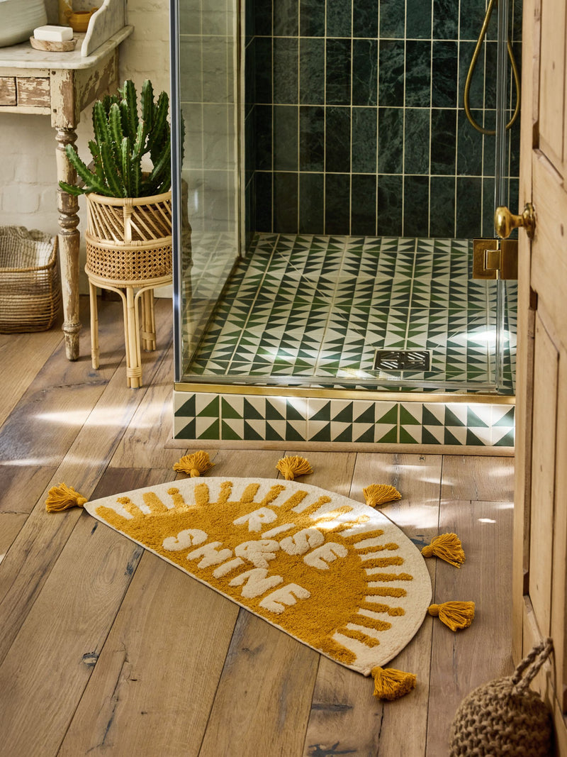 FatFace yellow sunshine slogan bath mat 40x80cm - British product