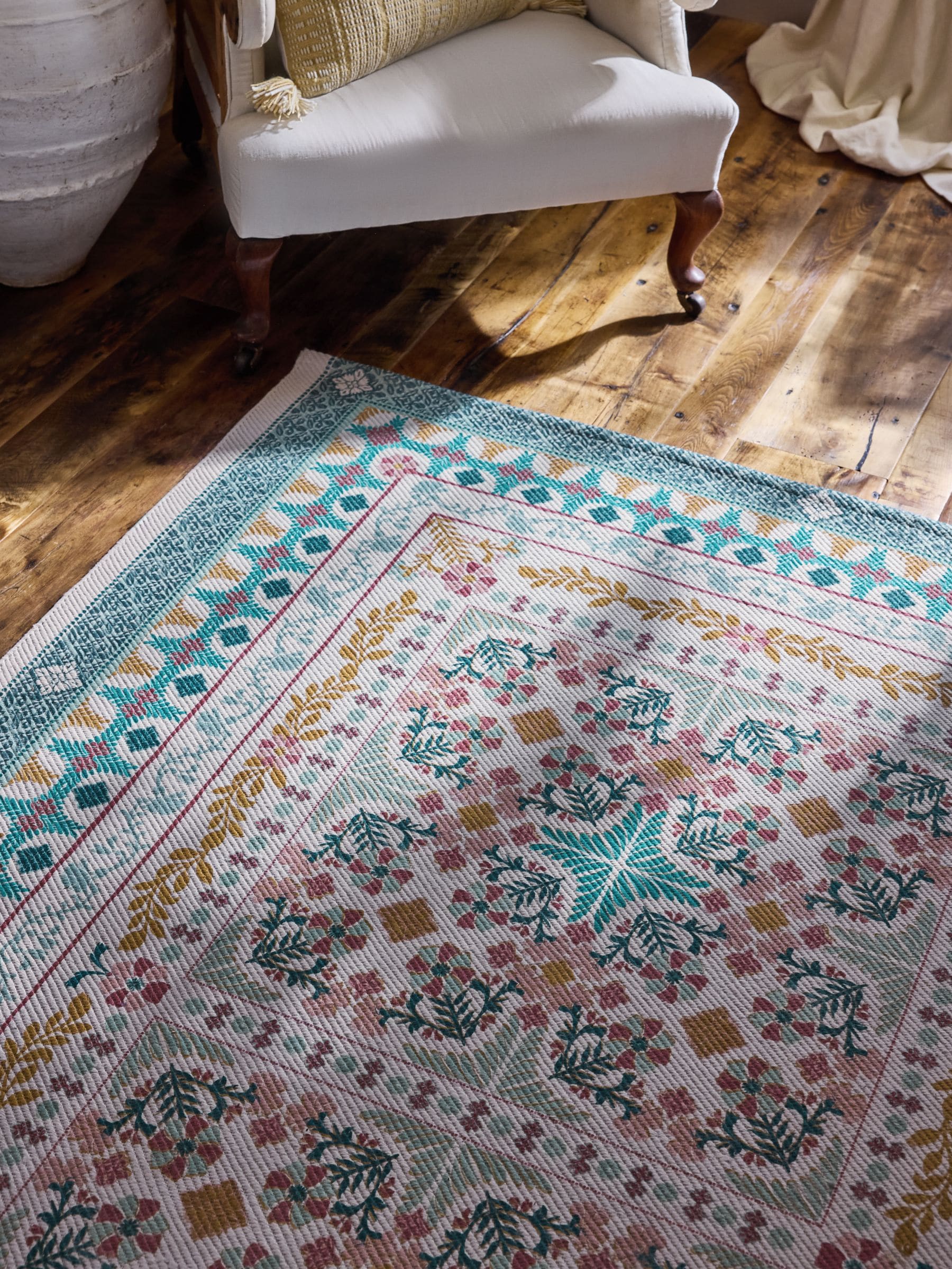 FatFace multi tile print washable rug (British brand)