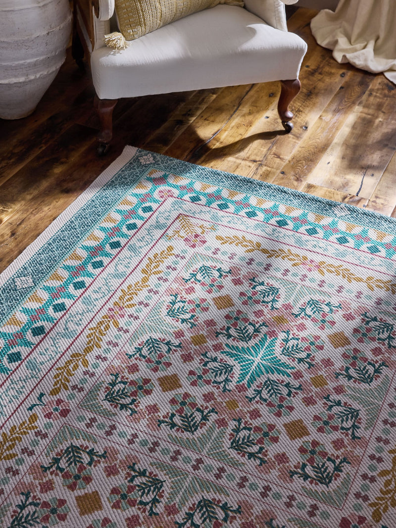 FatFace multi tile print washable rug (British brand)