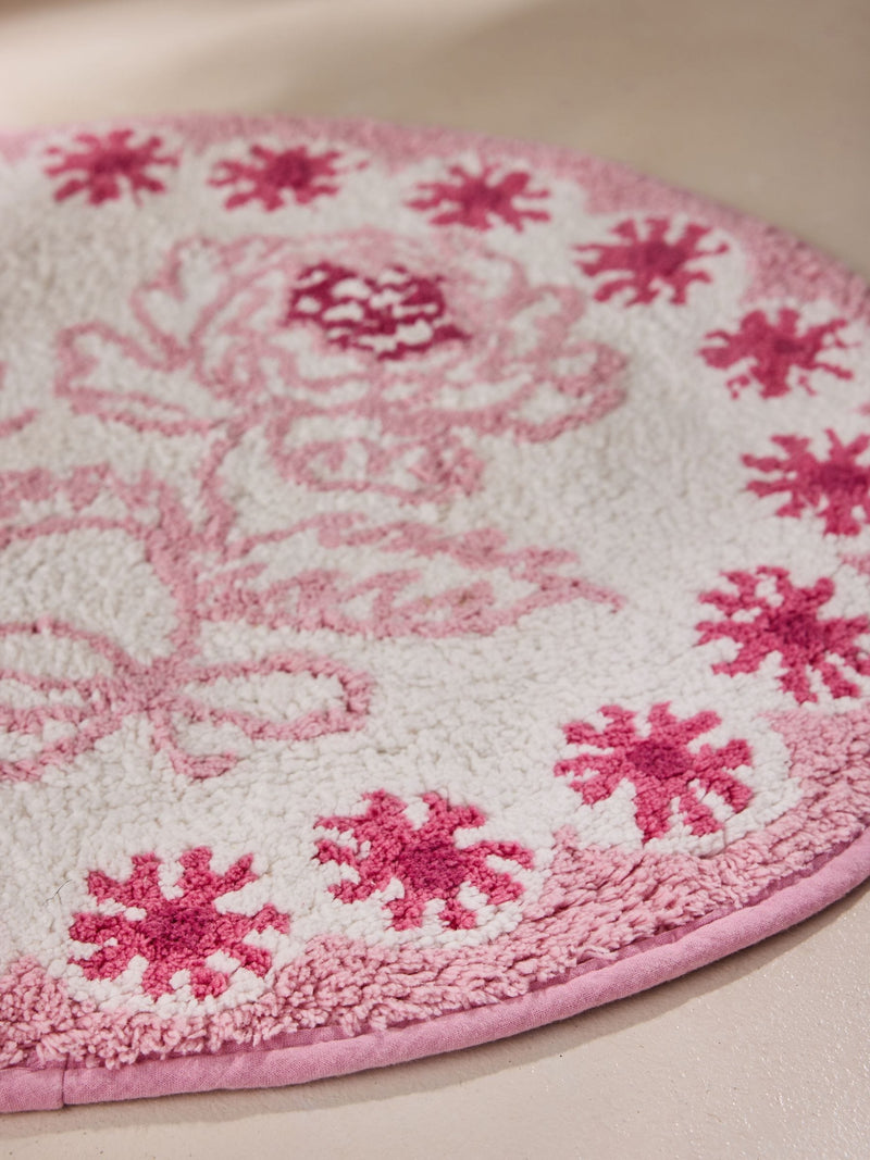 Cath Kidston pink cotton bath mat with slogan - British product