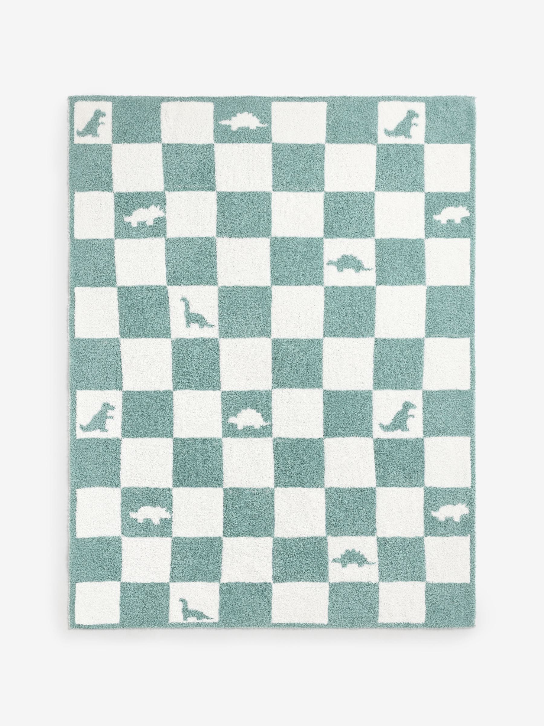 JoJo Maman Bébé teal blue dino boucle blanket, imported from the UK