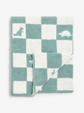 JoJo Maman Bébé teal blue dino boucle blanket, imported from the UK