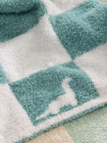 JoJo Maman Bébé teal blue dino boucle blanket, imported from the UK