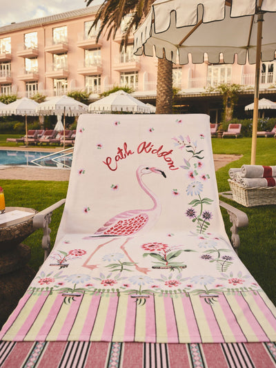 Next Cath Kidston Pink Flamingo Velour Beach Towel 150cm x 80cm- Buy online at McGrocer