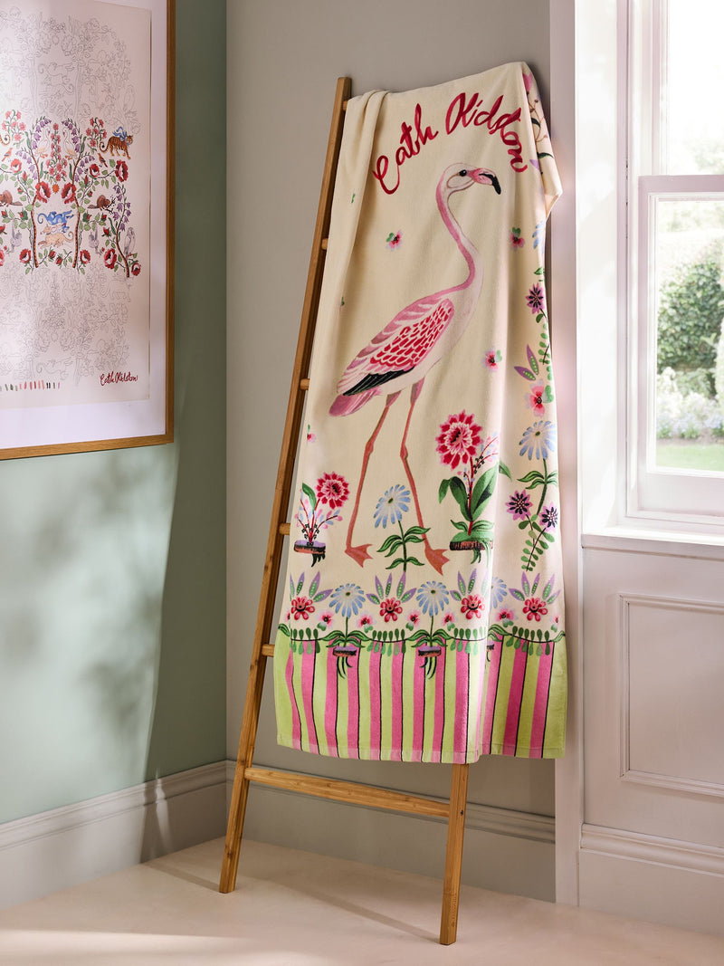 Cath Kidston Pink Flamingo velour beach towel 150cm - British product