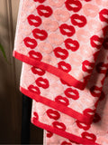 Rockett St George retro lips cotton velour towel pink and red, UK version