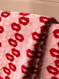 Rockett St George retro lips cotton velour towel pink and red, UK version