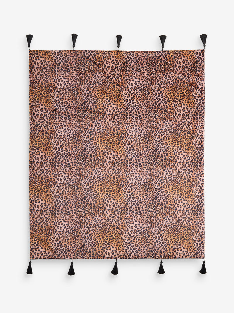 Rockett St George leopard print velvet throw 150x120cm - British product