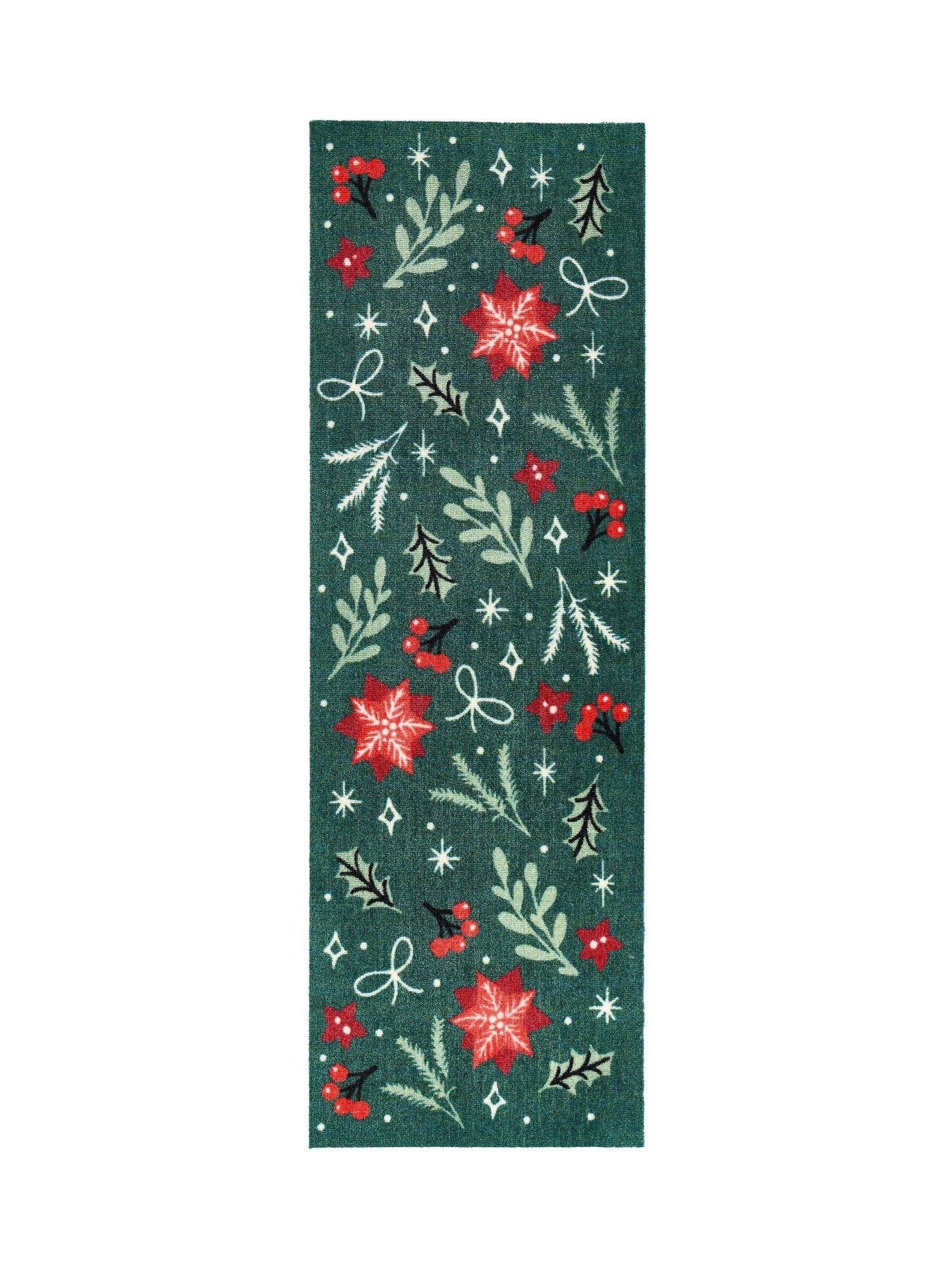 My Mat green Christmas festive joy runner 150x50cm, imported from the UK