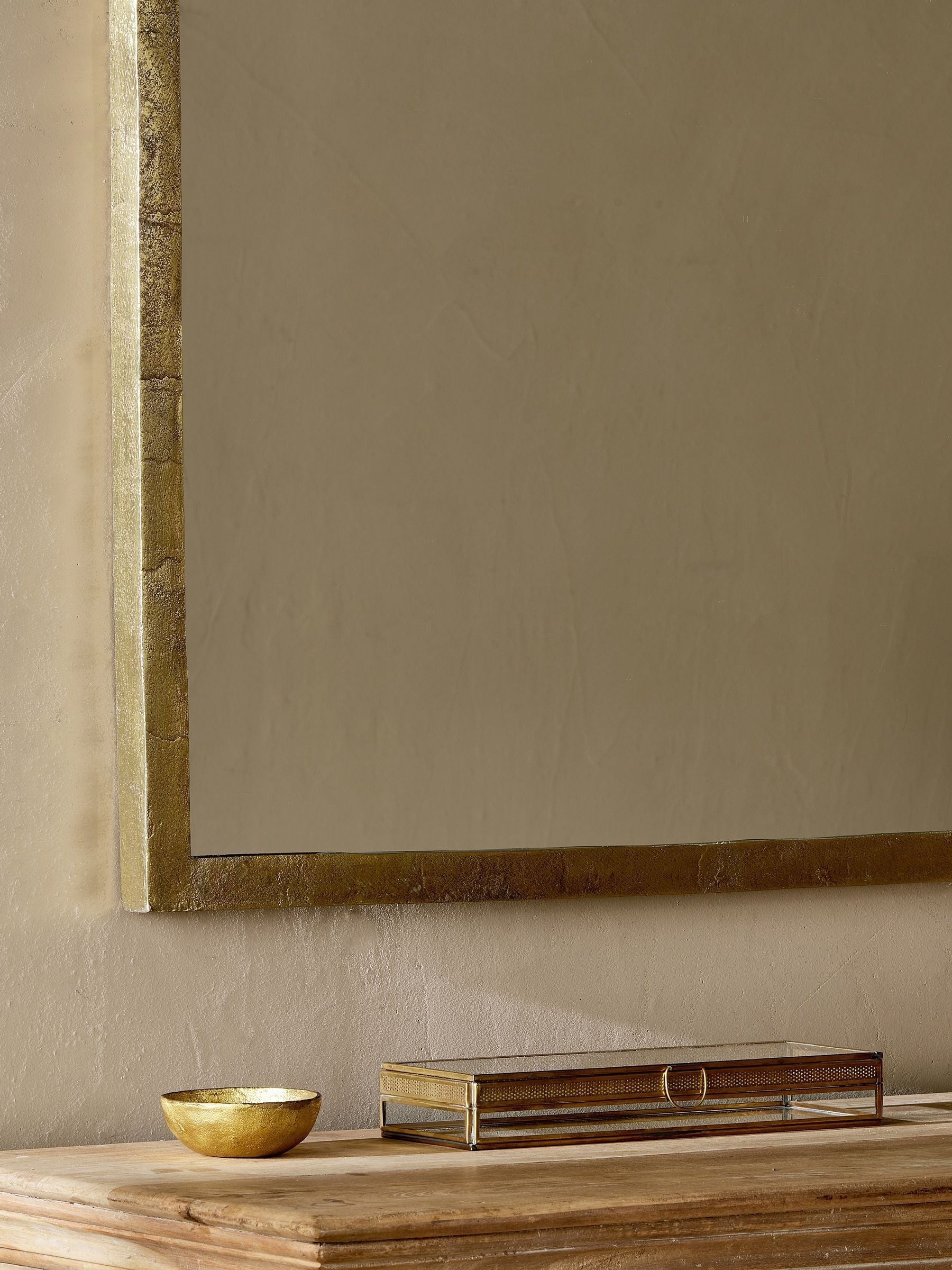 Nkuku Brass Murwara Arch Mirror for mantelpiece, UK version