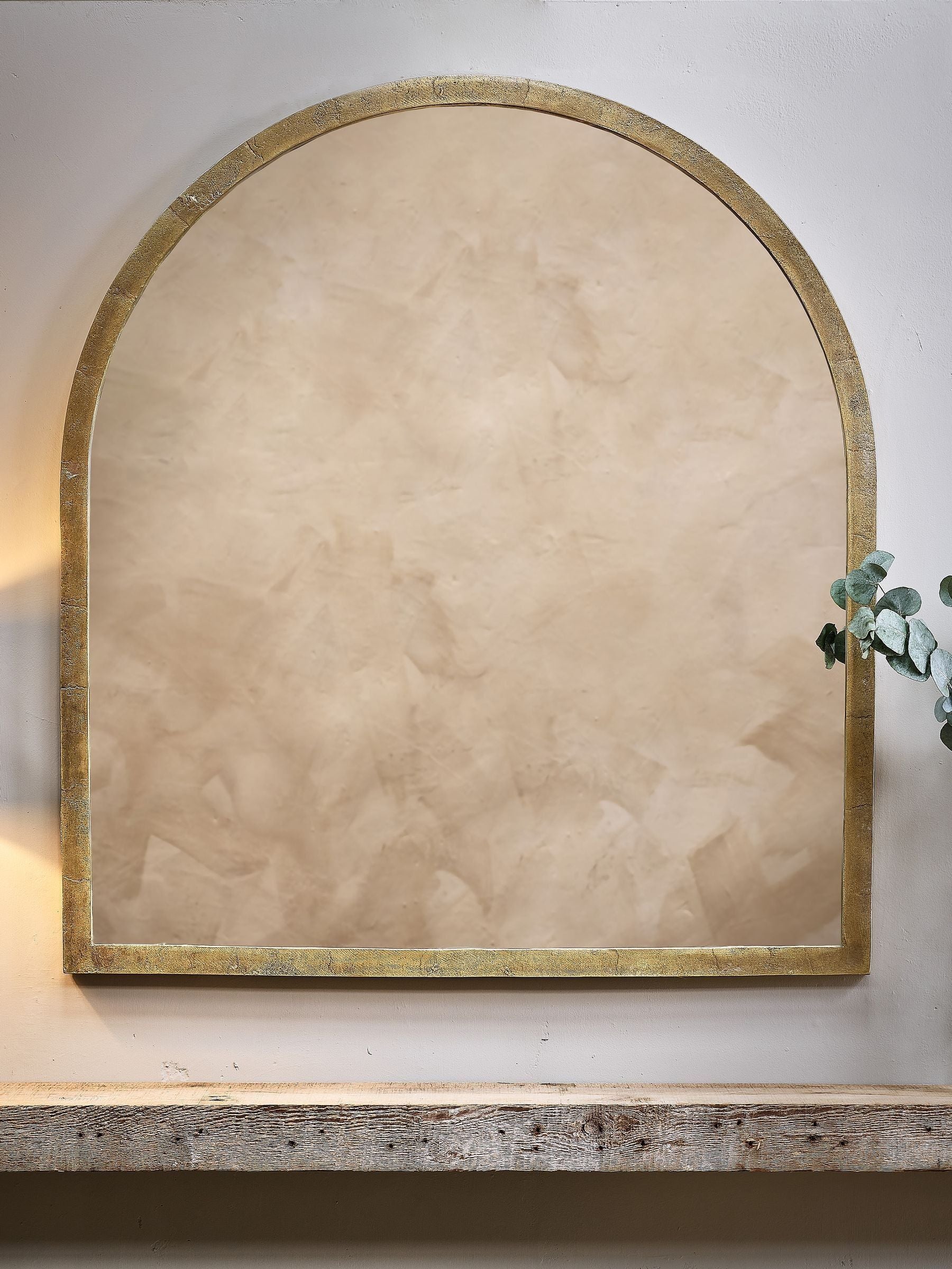 Nkuku Brass Murwara Arch Mirror for mantelpiece, UK version