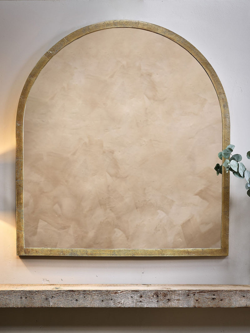 Nkuku Brass Murwara Arch Mirror for mantelpiece, UK version