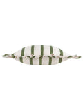 Wylder Connie Stripe Ruffle Cushion in moss green (British brand)