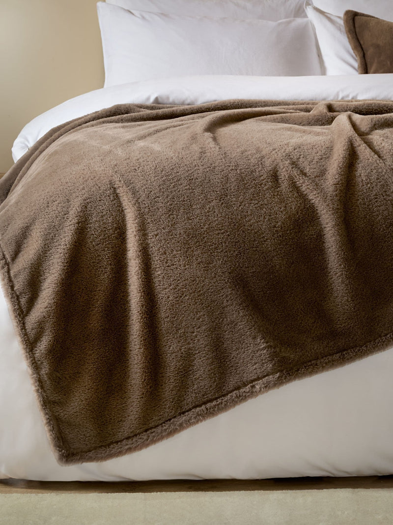 Furn Mocha Brown faux fur throw 180x130cm, UK version