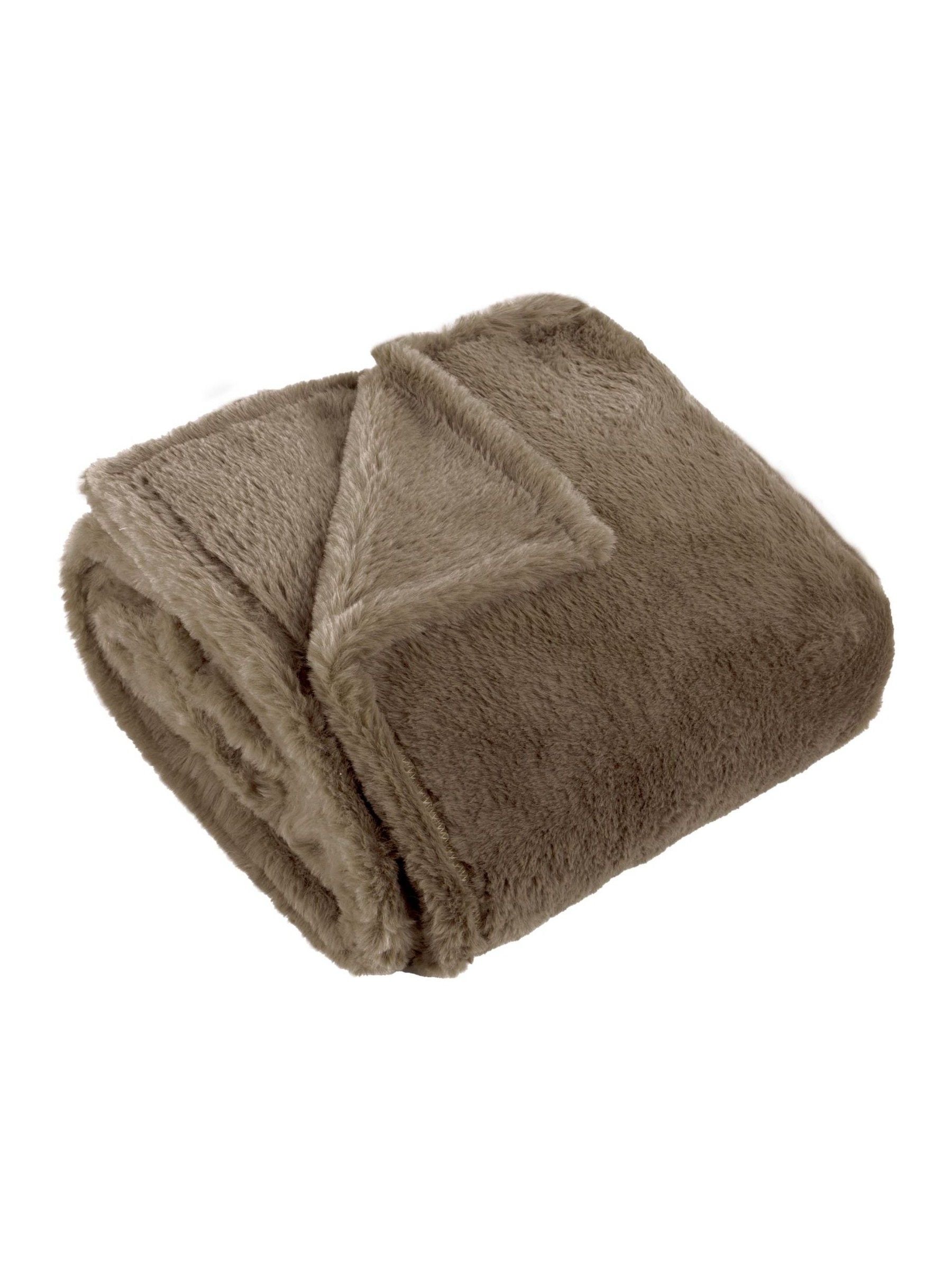 Furn Mocha Brown faux fur throw 180x130cm, UK version