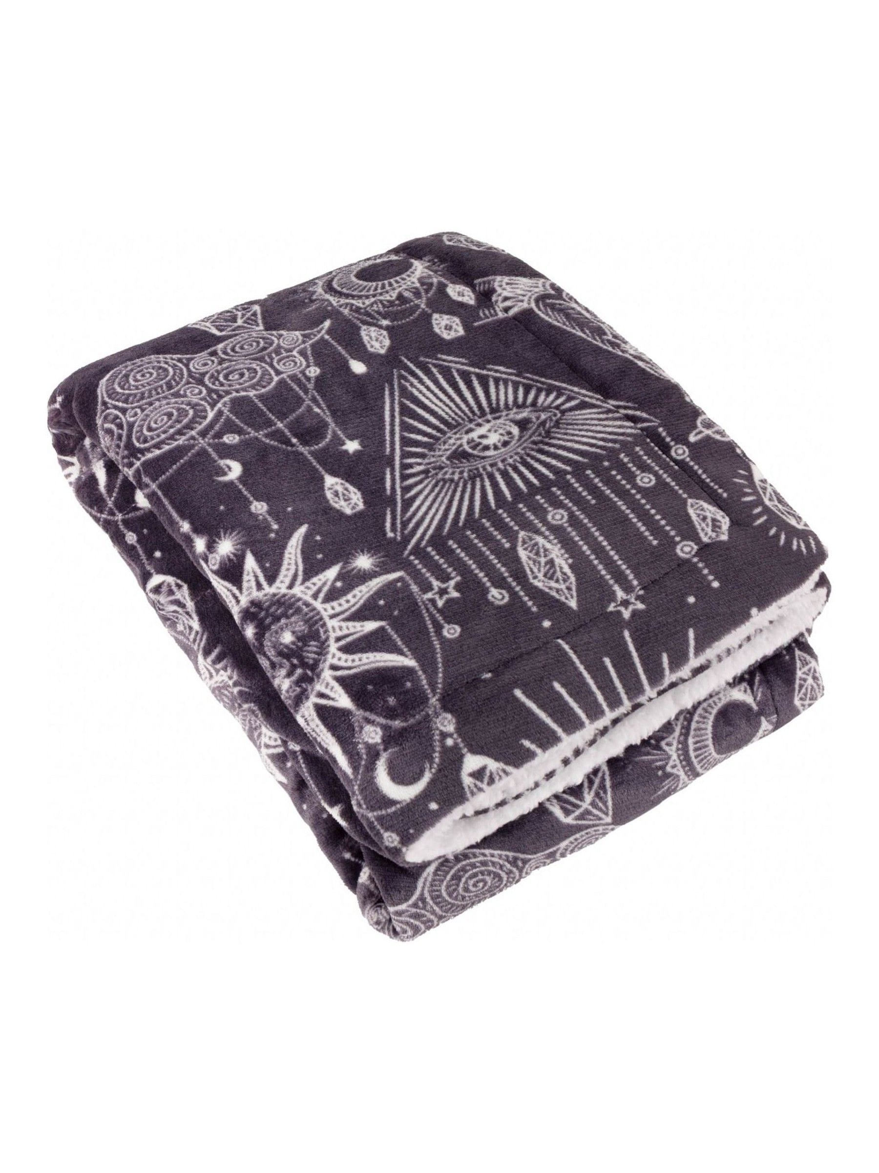 Furn constellation sherpa fleece throw charcoal grey (British brand)