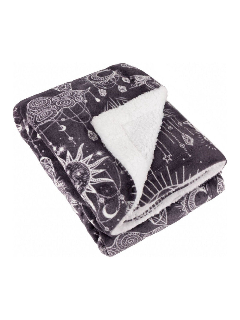 Furn constellation sherpa fleece throw charcoal grey (British brand)