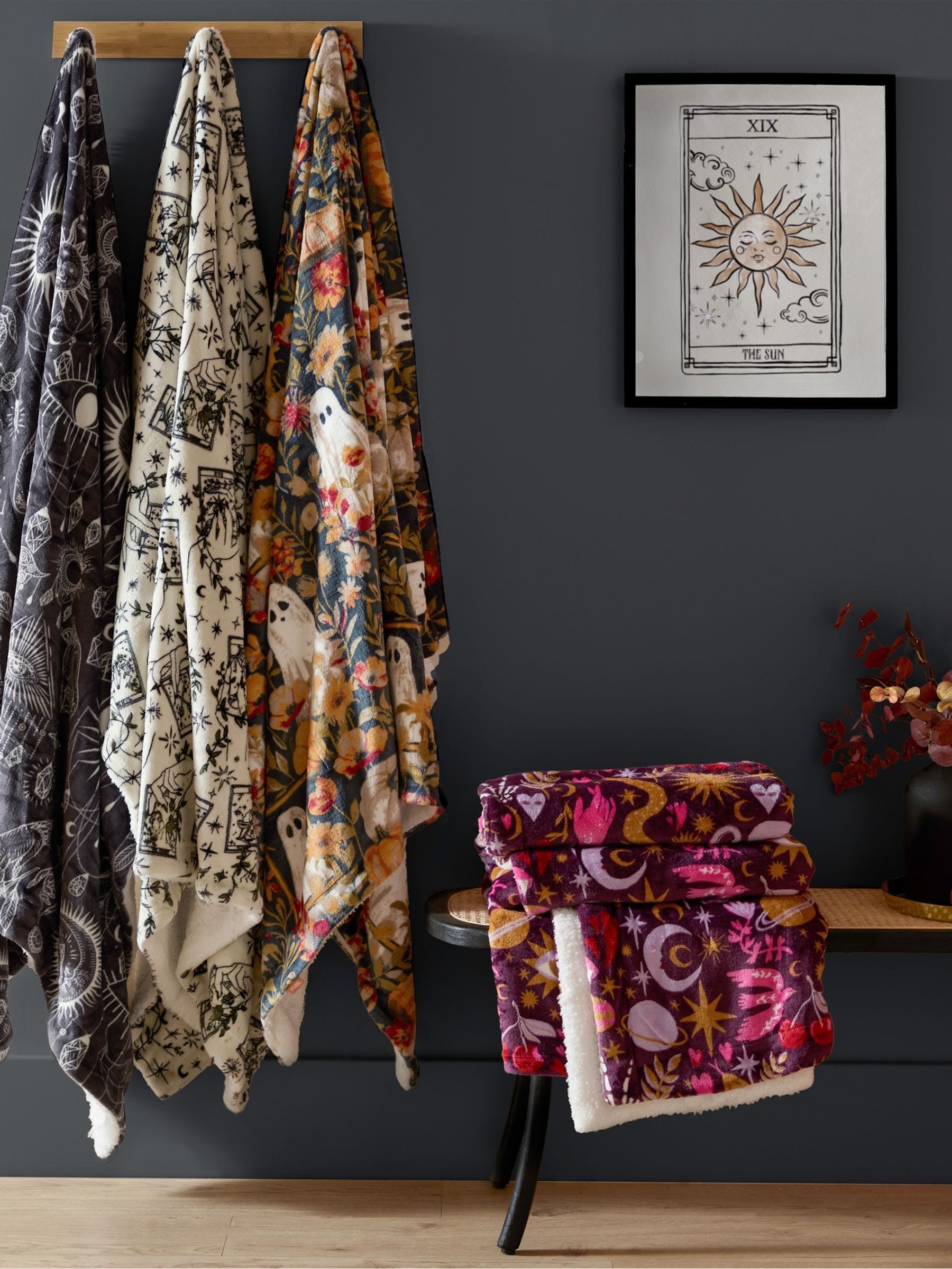 Furn constellation sherpa fleece throw charcoal grey (British brand)