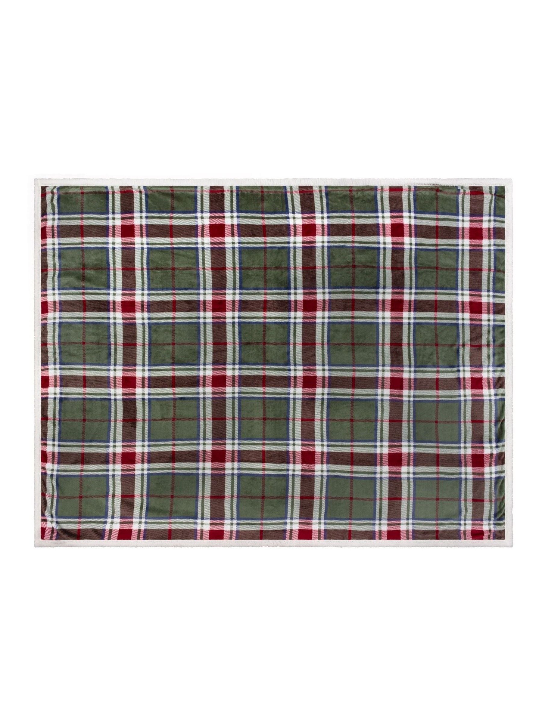 Wylder Green/Red Braemar Tartan Throw - British product