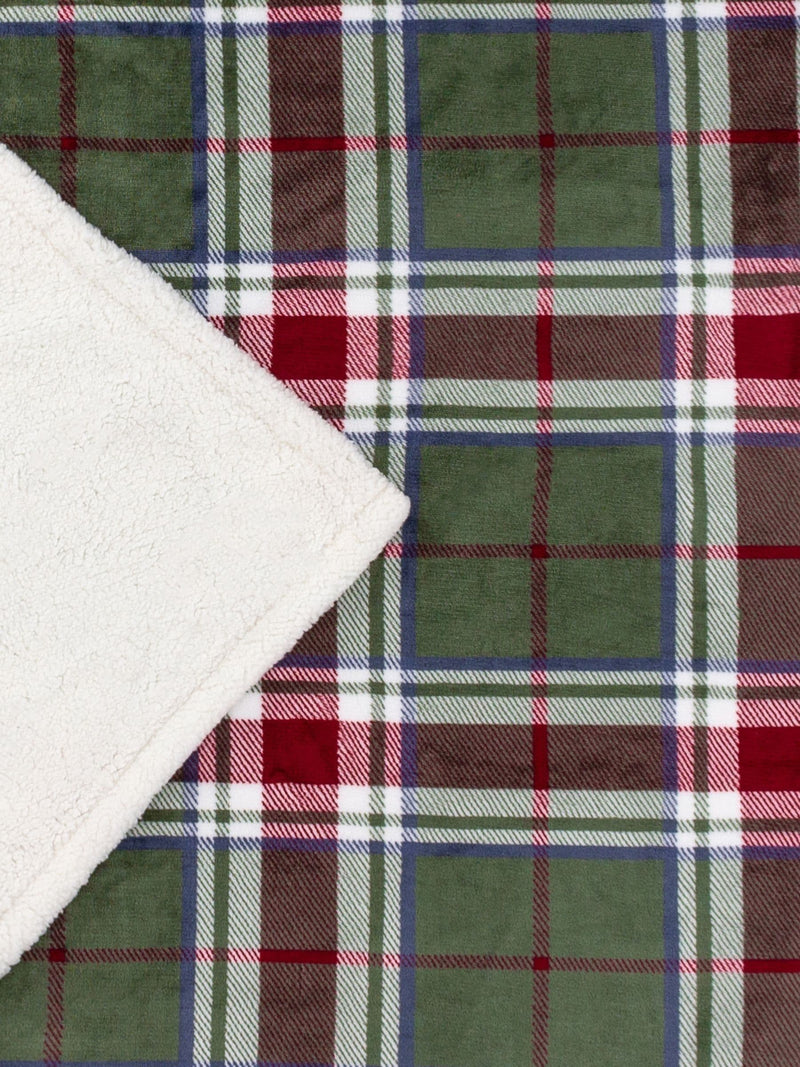 Wylder Green/Red Braemar Tartan Throw - British product