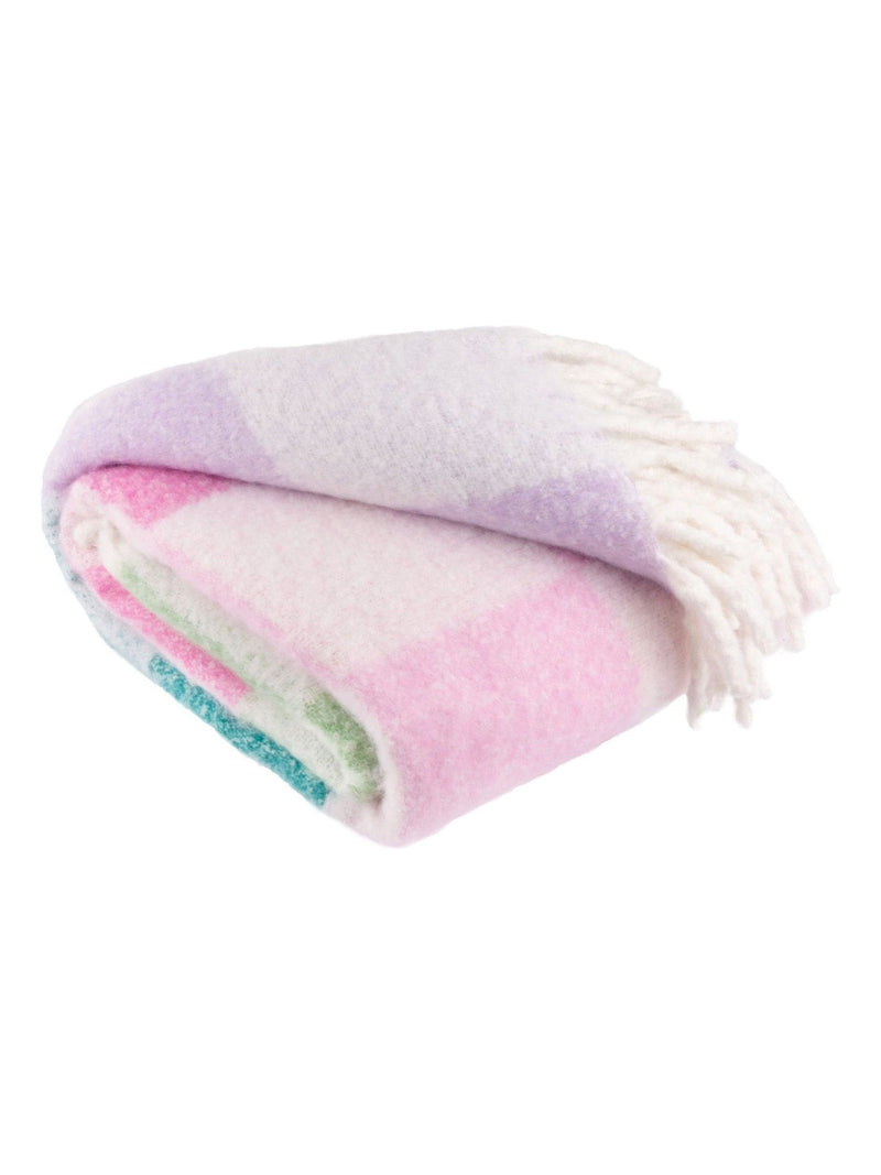 Furn Aqua Blossom Maisie checked tasselled throw - British product