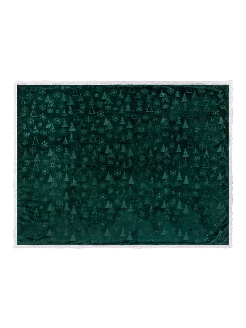 Furn emerald green festive sherpa fleece throw, UK version