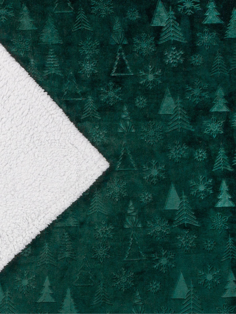 Furn emerald green festive sherpa fleece throw, UK version
