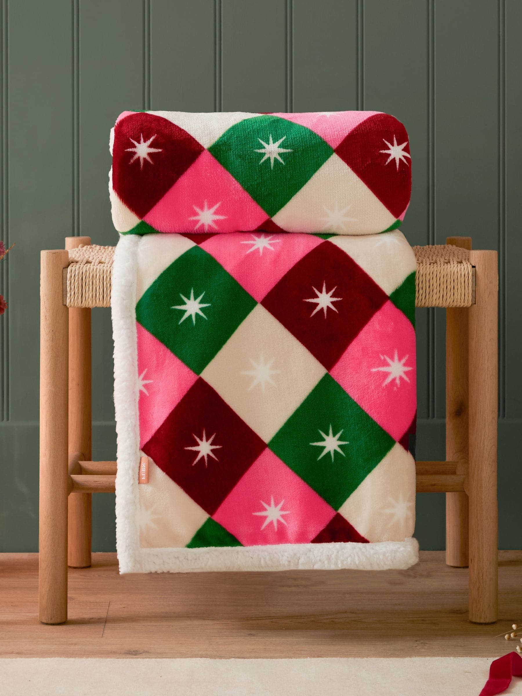 Furn multicolour Star Sherpa fleece throw - British product